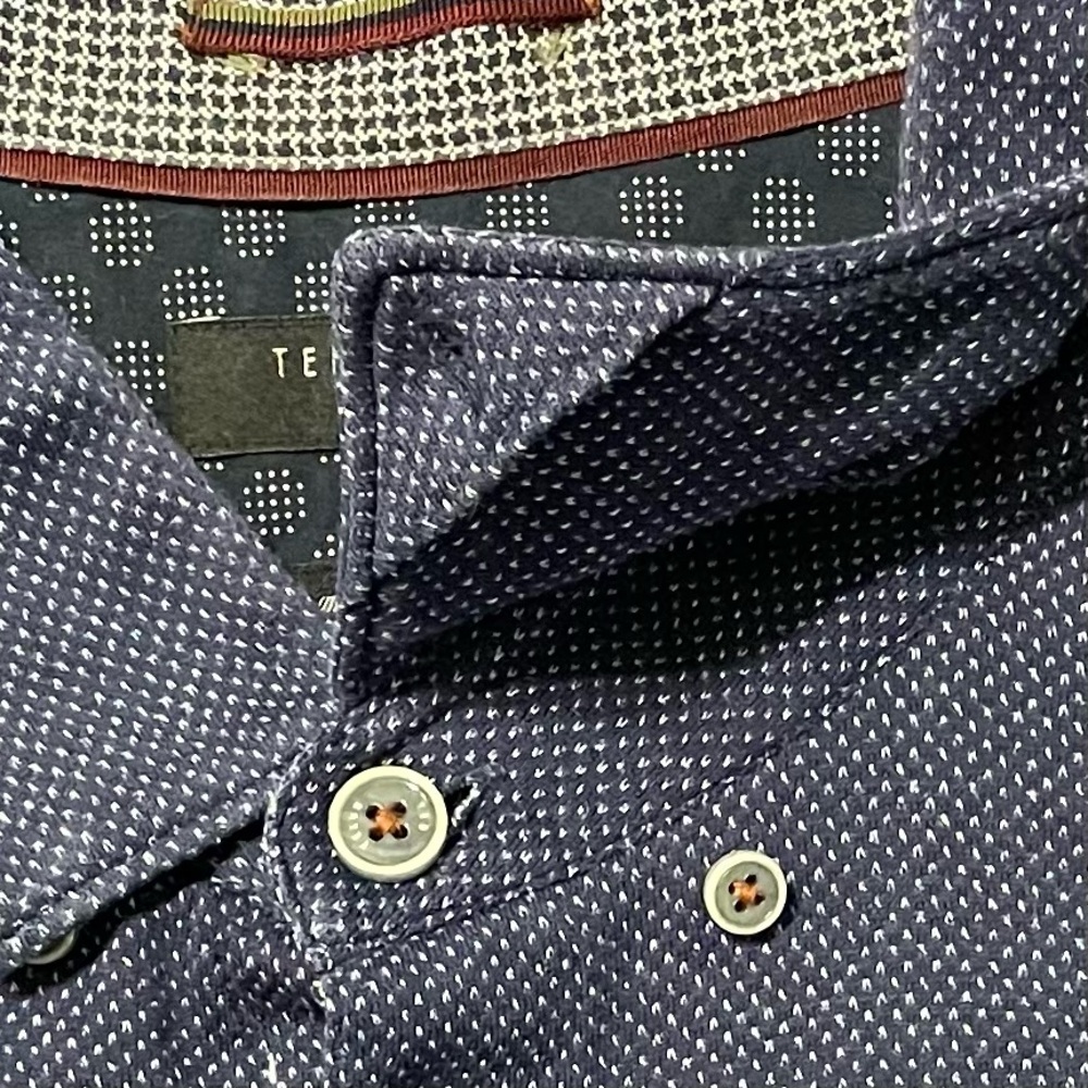 Ted Baker Navy Blue Patterned Button Down Short S… - image 3